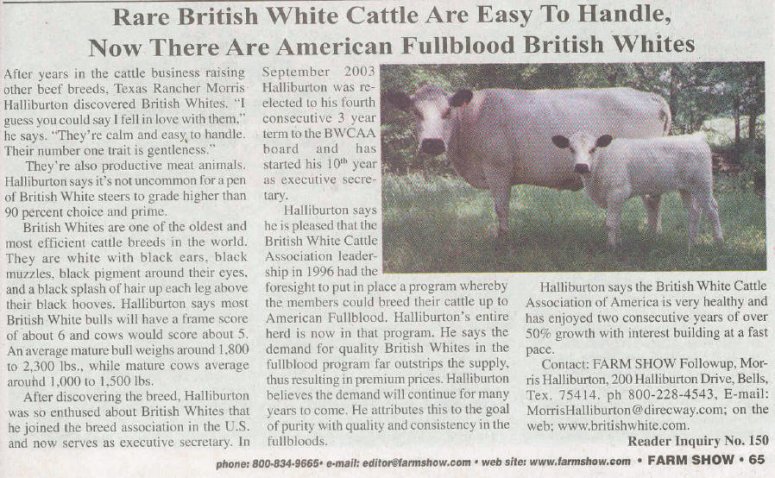 Farm Show British White Article Farm Show British White Article